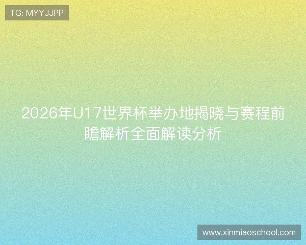 2026年U17世界杯举办地揭晓与赛程前瞻解析全面解读分析